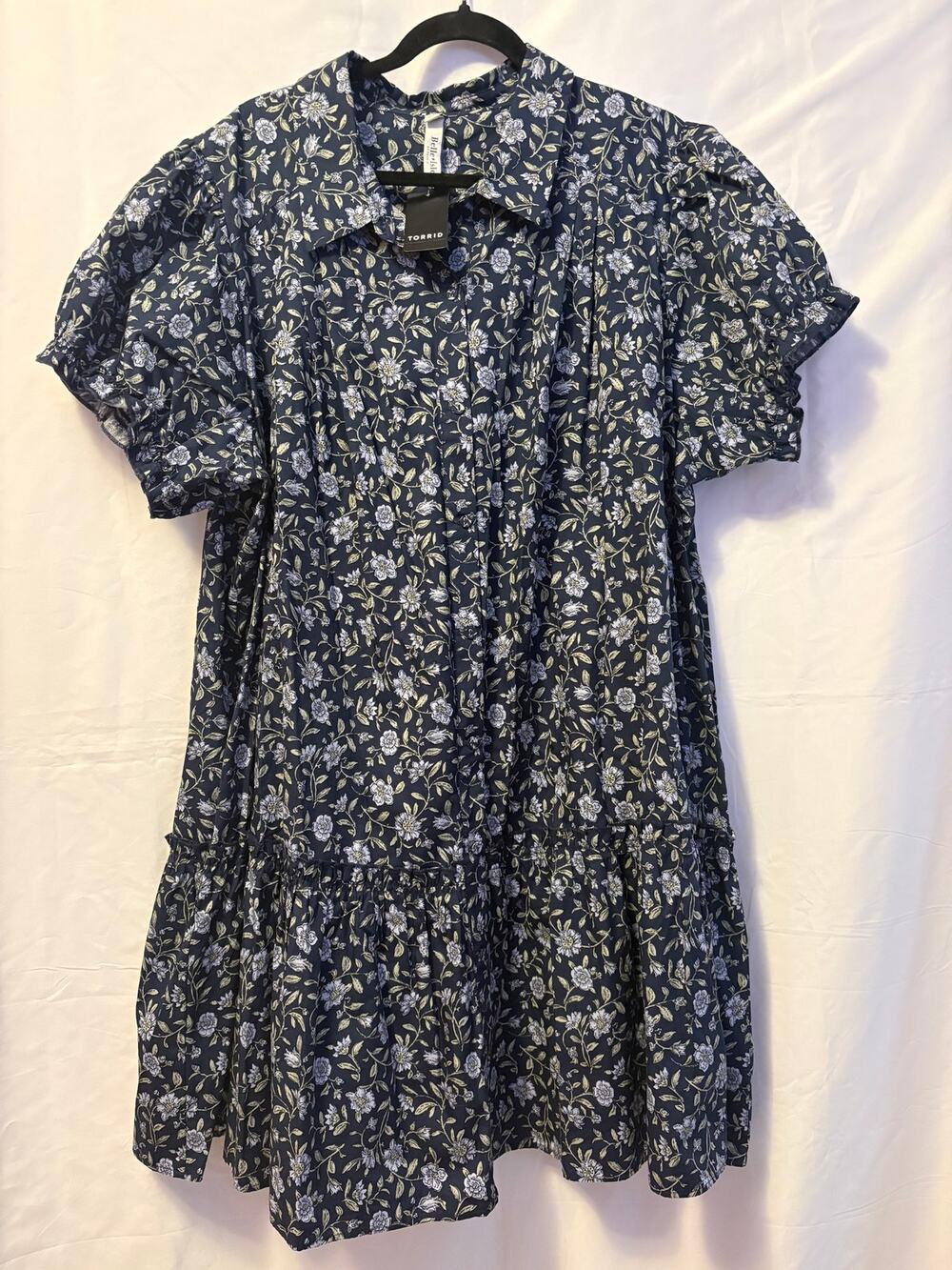 New Torrid Belle Isle Blue Floral Shirt Dress Short Sleeve Women's Plus size 3X